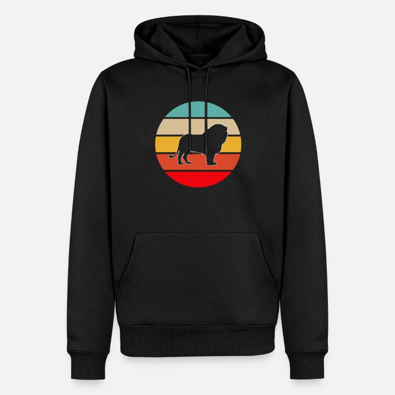 Löwe Retro - Männer Premium Bio Hoodie - Schwarz