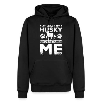 Au moins mon husky sibérien me comprend - Sweat à capuche Premium bio Homme - noir - Devant - Nico (187cm)