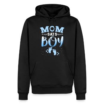 Mom Says Girl Gender Reveal Newborn Girl Baby - Men’s Premium Organic Hoodie - black - Front - Nico (187cm)