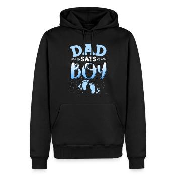 Papa sagt, dass das Geschlecht des Mädchens das neugeborene Mädchen Baby enthüllt - Männer Premium Bio Hoodie - Schwarz - Vorne - Nico (187cm)