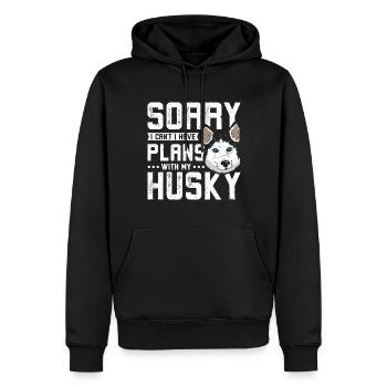 Sorry I can't I have plans with my siberian husky - Männer Premium Bio Hoodie - Schwarz - Vorne - Nico (187cm)
