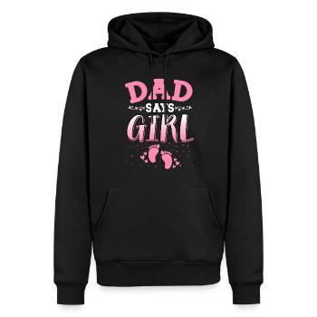 Papa sagt, dass das Geschlecht des Mädchens das neugeborene Mädchen Baby enthüllt - Männer Premium Bio Hoodie - Schwarz - Vorne - Nico (187cm)