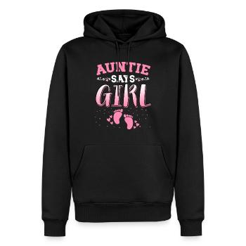 Tante sagt, dass das Geschlecht des Mädchens das neugeborene Mädchen Baby enthüllt - Männer Premium Bio Hoodie - Schwarz - Vorne - Nico (187cm)