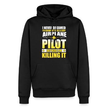Lustiger Flugzeugpilot Flugzeug fliegender Pilot - Männer Premium Bio Hoodie - Schwarz - Vorne - Nico (187cm)