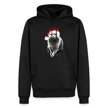 Britisch Kurzhaar Katze mit Weihnachtsmütze xmas - Männer Premium Bio Hoodie - Schwarz - Vorne - Nico (187cm)