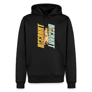 Suricate Whisperer-Animal-Animal-Amateur de bière - Sweat à capuche Premium bio Homme - noir - Devant - Nico (187cm)