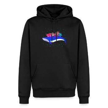 Surrealer Wal Pilze Weltraum Blauwal - Männer Premium Bio Hoodie - Schwarz - Vorne - Nico (187cm)