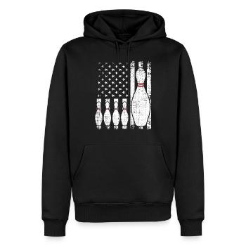 Bowling US Flagge Bowling-Spieler - Männer Premium Bio Hoodie - Schwarz - Vorne - Nico (187cm)