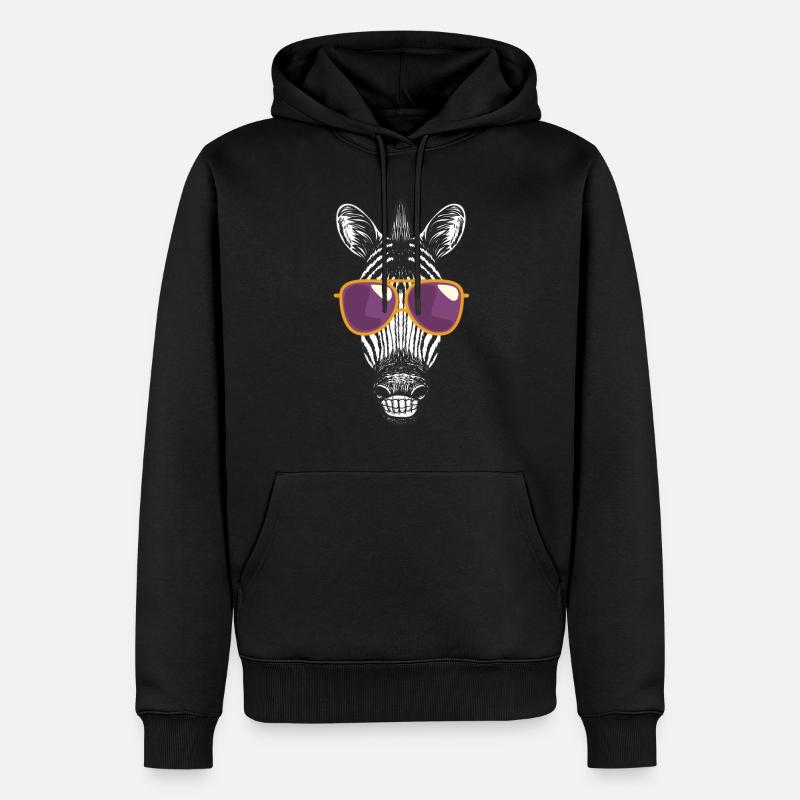 Zebra Mit Sonnenbrille - Männer Premium Bio Hoodie - Schwarz
