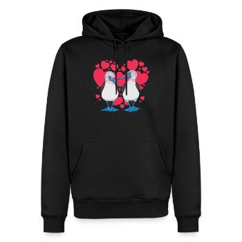Saint-Valentin Coeur à pieds bleus - Sweat à capuche Premium bio Homme - noir - Devant - Nico (187cm)