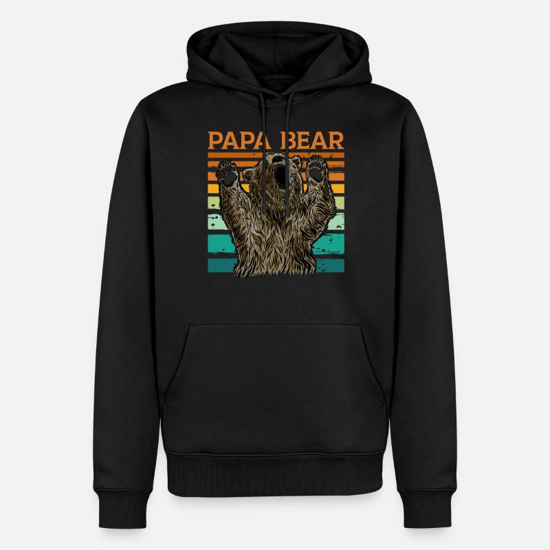 Papa Bear - Männer Premium Bio Hoodie - Schwarz