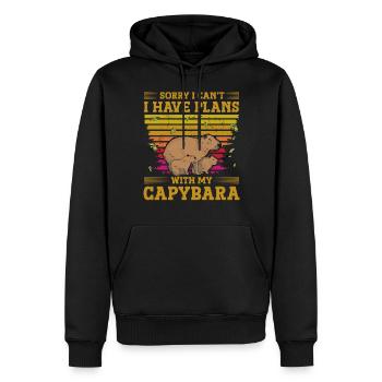 Sorry I Can't I Have Plans With My Capybara - Männer Premium Bio Hoodie - Schwarz - Vorne - Nico (187cm)
