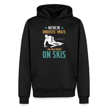 Ski Winter Skiing - Never Underestimate An Old Man - Men’s Premium Organic Hoodie - black - Front - Nico (187cm)