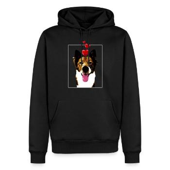 Border Collie Dog with Hearts and Tongue Vintage - Men’s Premium Organic Hoodie - black - Front - Nico (187cm)