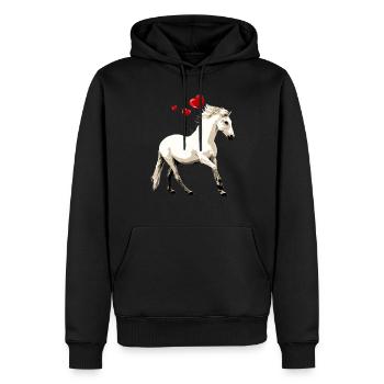 Cheval Blanc avec Cœurs Motif Cheval Vintage - Sweat à capuche Premium bio Homme - noir - Devant - Nico (187cm)