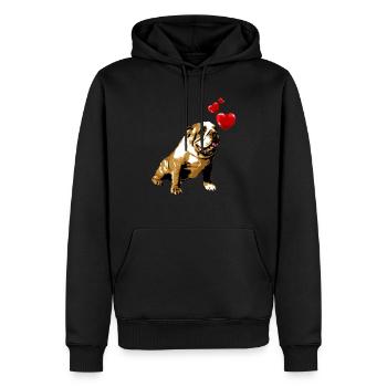 Bulldog avec Hearts Vintage Style Retro Dog - Sweat à capuche Premium bio Homme - noir - Devant - Nico (187cm)