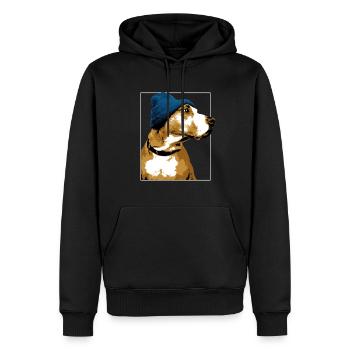 Hund mit Mütze Moin Winter Herbst - Männer Premium Bio Hoodie - Schwarz - Vorne - Nico (187cm)