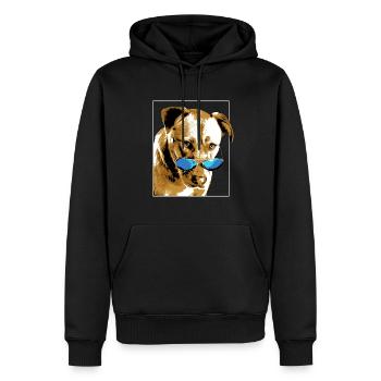 Hund mit Sonnenbrille Retro Vintage Style - Männer Premium Bio Hoodie - Schwarz - Vorne - Nico (187cm)
