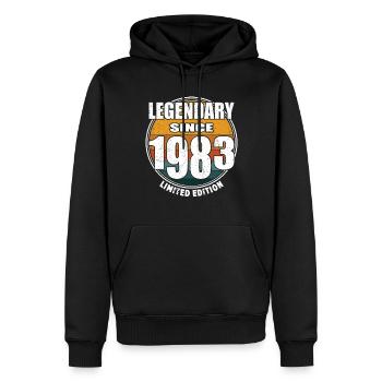 40e anniversaire né en 1983 Légendaire depuis 1983 - Sweat à capuche Premium bio Homme - noir - Devant - Nico (187cm)