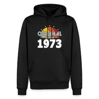 50e anniversaire né en 1973 Original depuis 1973 - Sweat à capuche Premium bio Homme - noir - Devant - Nico (187cm)