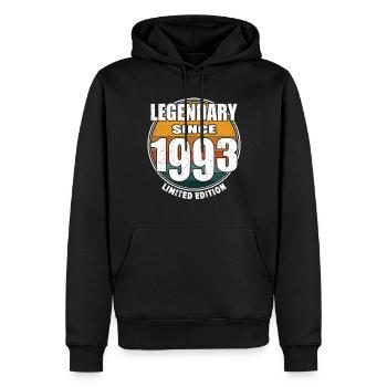 30e anniversaire né en 1993 Légendaire depuis 1993 - Sweat à capuche Premium bio Homme - noir - Devant - Nico (187cm)
