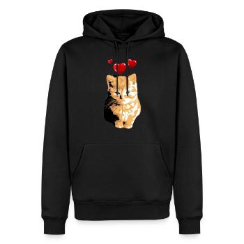 Kätchen Orange Vintage mit Herzen Katzenmotiv - Männer Premium Bio Hoodie - Schwarz - Vorne - Nico (187cm)