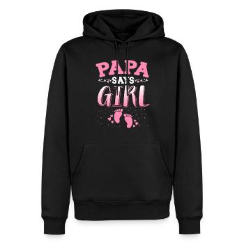 Papa sagt, dass das Geschlecht des Mädchens das neugeborene Mädchen Baby enthüllt - Männer Premium Bio Hoodie - Schwarz - Vorne - Nico (187cm)