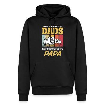 The Best Dads Get Promoted to Papa Vintage - Men’s Premium Organic Hoodie - black - Front - Nico (187cm)
