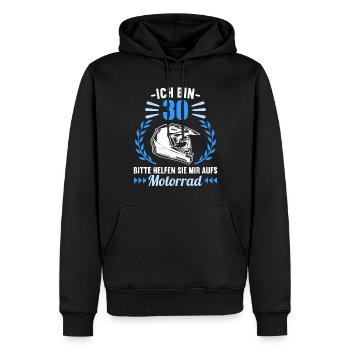 Ich bin 30 bitte helfen auf Motorrad 30 Geburtstag - Männer Premium Bio Hoodie - Schwarz - Vorne - Nico (187cm)