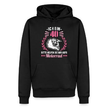 Ich bin 40 bitte helfen auf Motorrad 40 Geburtstag - Männer Premium Bio Hoodie - Schwarz - Vorne - Nico (187cm)