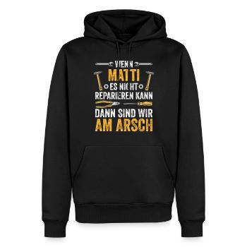 Lustiges Matti Handwerker Heimwerker Sprüche - Männer Premium Bio Hoodie - Schwarz - Vorne - Nico (187cm)
