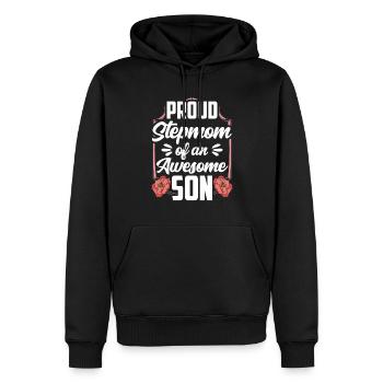 Fière belle-mère d’un grand fils - Sweat à capuche Premium bio Homme - noir - Devant - Nico (187cm)