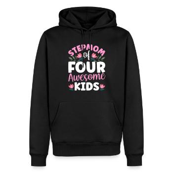 Stepmother of four great children - Men’s Premium Organic Hoodie - black - Front - Nico (187cm)