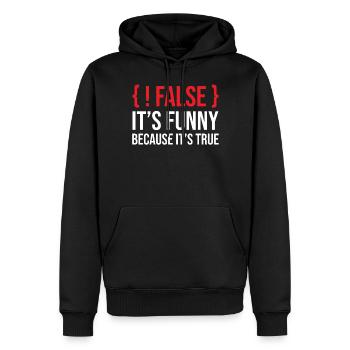 Programmation disant slogan faux c’est drôle parce que - Sweat à capuche Premium bio Homme - noir - Devant - Nico (187cm)