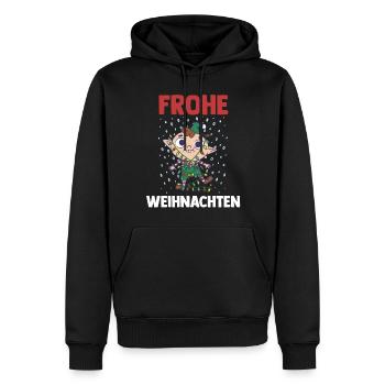 Weihnachts Elf Frohe Weihnachten - Männer Premium Bio Hoodie - Schwarz - Vorne - Nico (187cm)