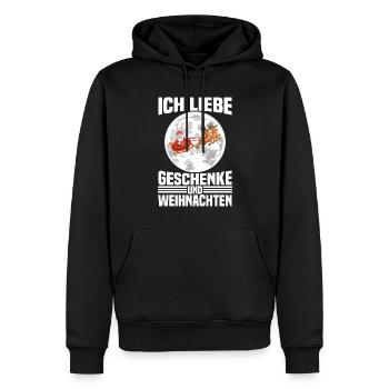Ich liebe Geschenke und Weihnachten - Männer Premium Bio Hoodie - Schwarz - Vorne - Nico (187cm)