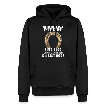 WENN DU DENKST PFERDE - Männer Premium Bio Hoodie - Schwarz - Vorne - Nico (187cm)