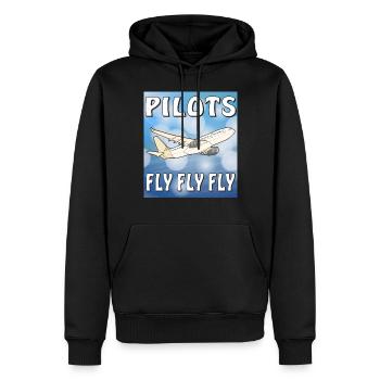 FLUGZEUG PILOTS FLY FLY FLY - Männer Premium Bio Hoodie - Schwarz - Vorne - Nico (187cm)