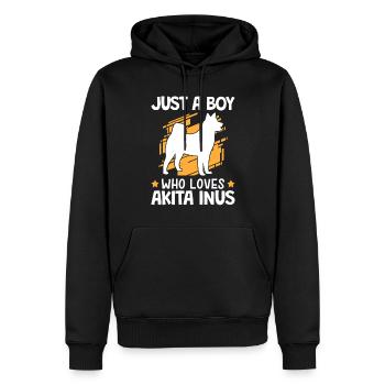 Le garçon de l’Akita Inu aime le Spitz japonais - Sweat à capuche Premium bio Homme - noir - Devant - Nico (187cm)