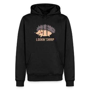 Semble pointu Hérisson Chuchoteur Animal épineux - Sweat à capuche Premium bio Homme - noir - Devant - Nico (187cm)