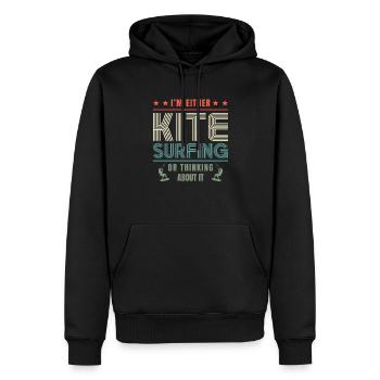 Ich Bin Entweder Kitesurfen Oder Denke Darüber - Männer Premium Bio Hoodie - Schwarz - Vorne - Nico (187cm)