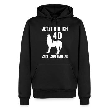 Bin ich 40 Jahre es ist zum Heulen 40 Geburtstag - Männer Premium Bio Hoodie - Schwarz - Vorne - Nico (187cm)