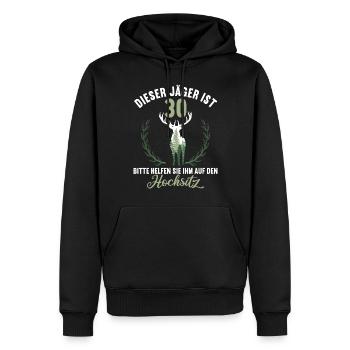 30 Jahre helfen auf Hochsitz 30 Geburtstag Jäger - Männer Premium Bio Hoodie - Schwarz - Vorne - Nico (187cm)