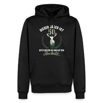 50 Jahre helfen auf Hochsitz 50 Geburtstag Jäger - Männer Premium Bio Hoodie - Schwarz - Vorne - Nico (187cm)