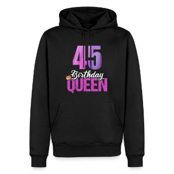 45 ans 45 anniversaire Anniversaire Reine d’anniversaire - Sweat à capuche Premium bio Homme - noir - Devant - Nico (187cm)