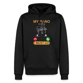My Piano Is Calling I Must Go - Drôle de pianiste - Sweat à capuche Premium bio Homme - noir - Devant - Nico (187cm)