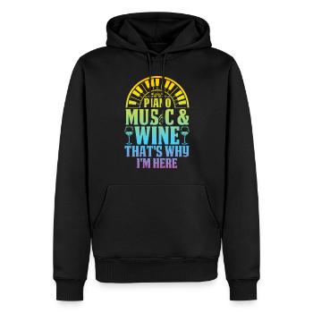 Piano Music & Wine That's Why I'm Here - Piano Pia - Men’s Premium Organic Hoodie - black - Front - Nico (187cm)