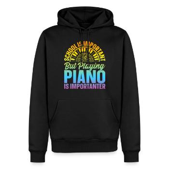 Piano - L’école est importante, mais jouer du piano l’est - Sweat à capuche Premium bio Homme - noir - Devant - Nico (187cm)