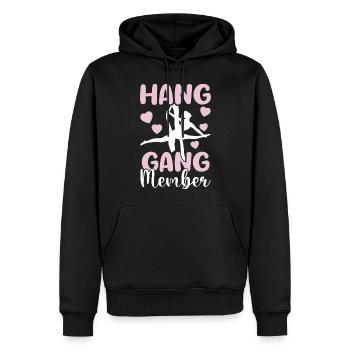 Acrobate aérienne - Yoga aérien et acrobatie aérienne sur soie - Sweat à capuche Premium bio Homme - noir - Devant - Nico (187cm)