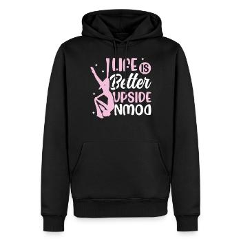 Acrobate aérienne - Yoga aérien et acrobatie aérienne sur soie - Sweat à capuche Premium bio Homme - noir - Devant - Nico (187cm)